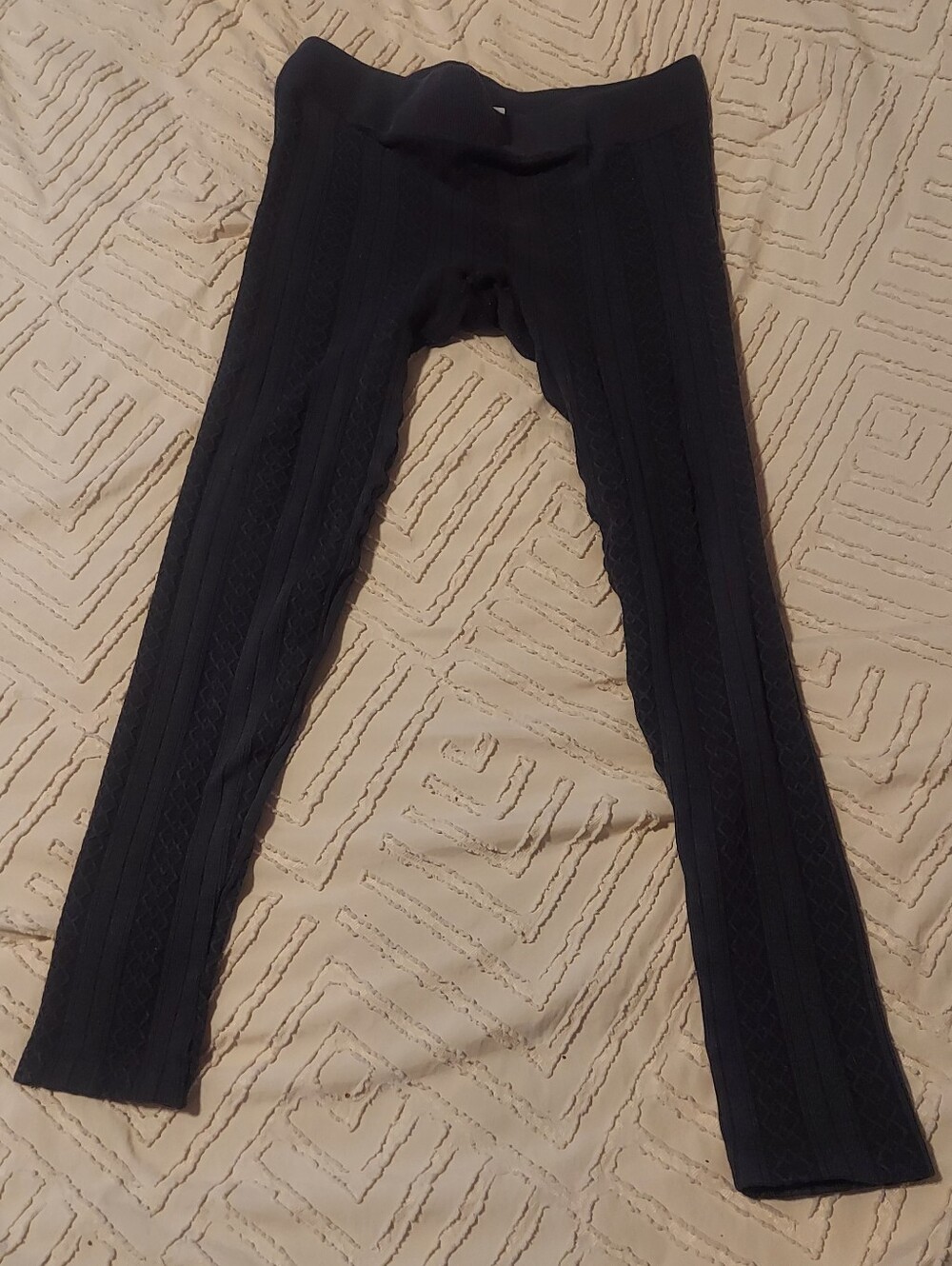 Time and Tru Cable Knit Textured Leggings Charcoal Grey Medium 8-10